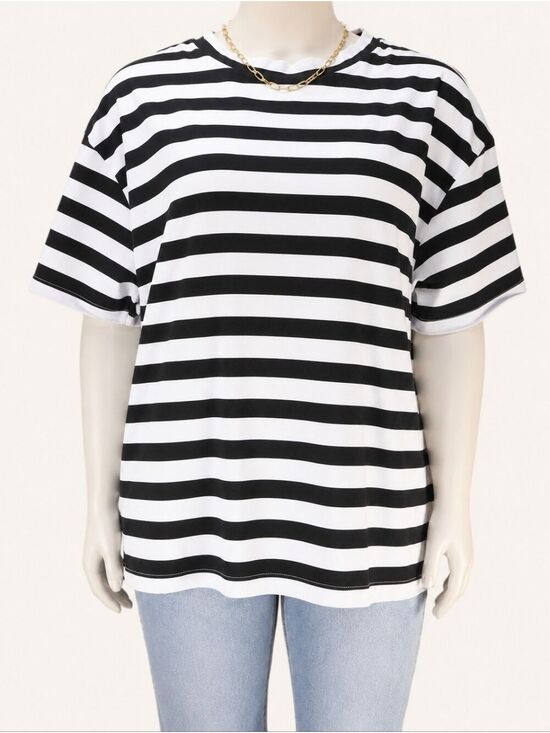 AMPERSAND AVE Tops - Ampersand Avenue Boyfriend Tshirt XL Black White Striped Oversized NWT